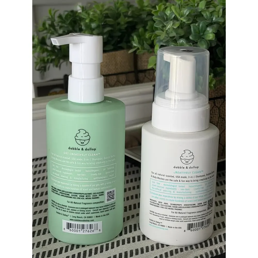 Dabble & Dollop Honeydew 3-in-1 Kids Bubble Bath Body Wash Shampoo 10oz